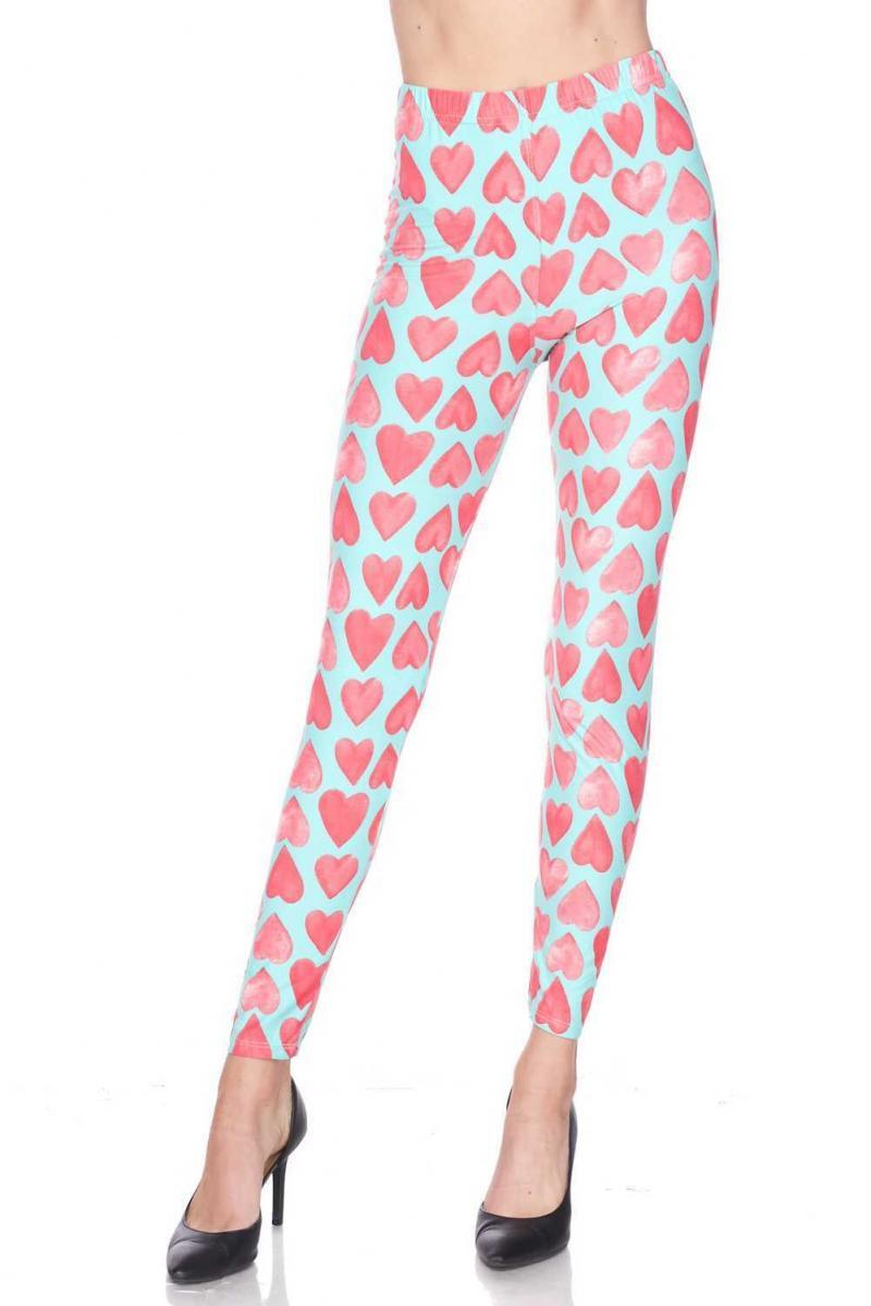 PLUS Mint Chocolate Heart Brushed Printed Leggings - Entire Sale