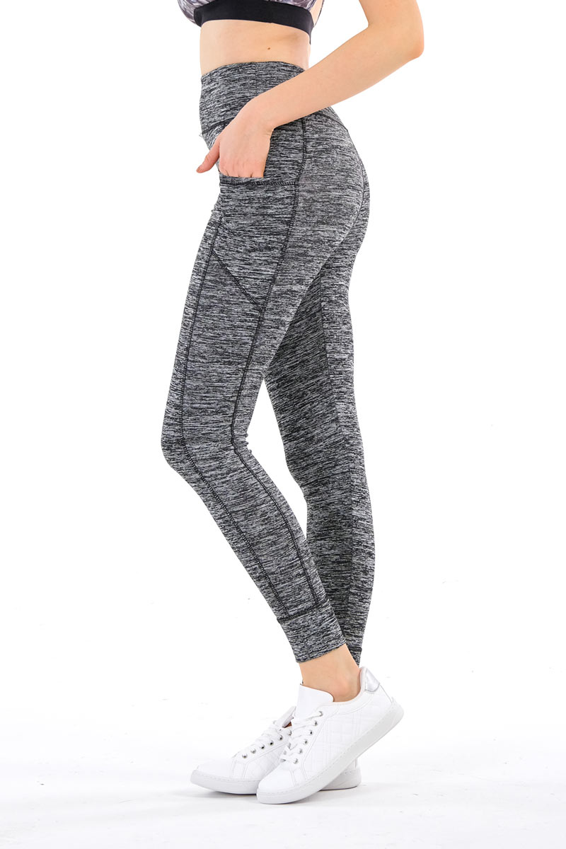 High Waist Elastic Cuff Yoga Leggings - Grey