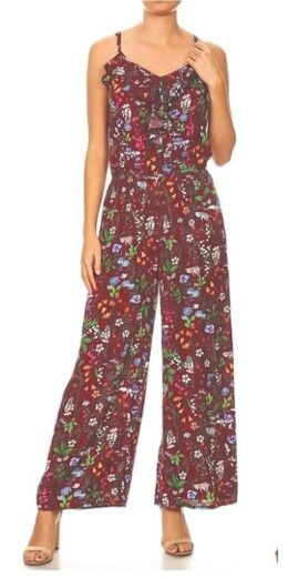 Women?s Full Length Floral Print Jumpsuit - J6809B