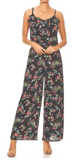 Women?s Full Length Floral Print Jumpsuit - J6329E