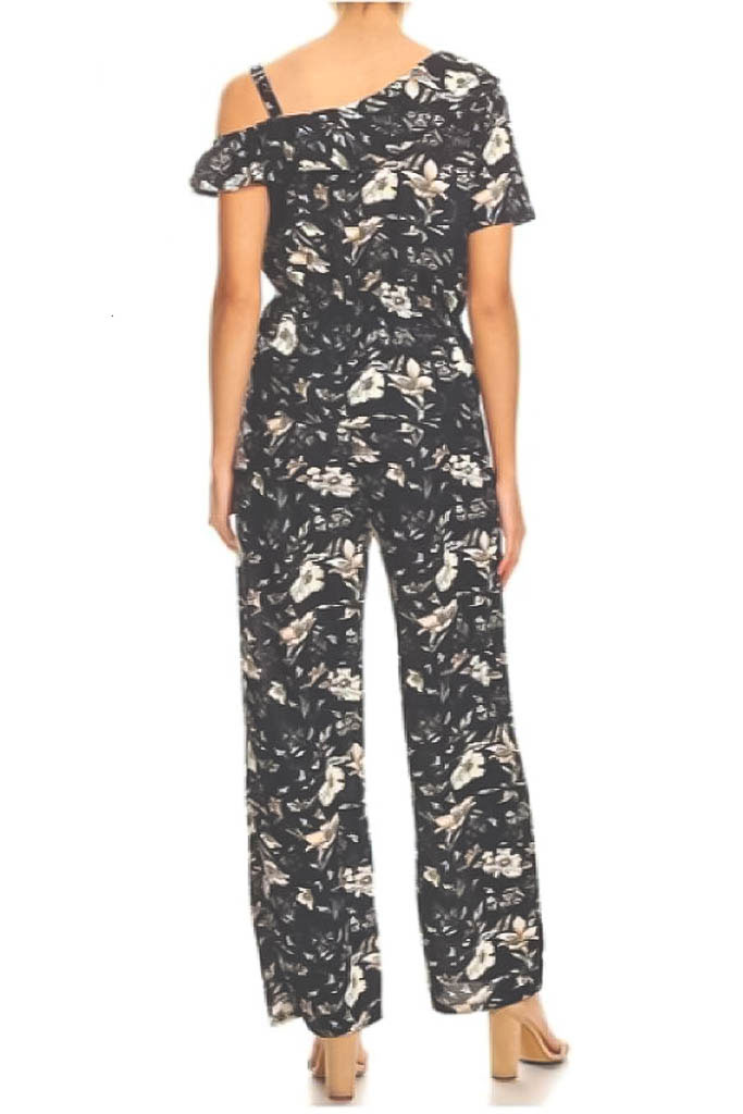 Women?s Full Length Floral Print Jumpsuit - J6809C