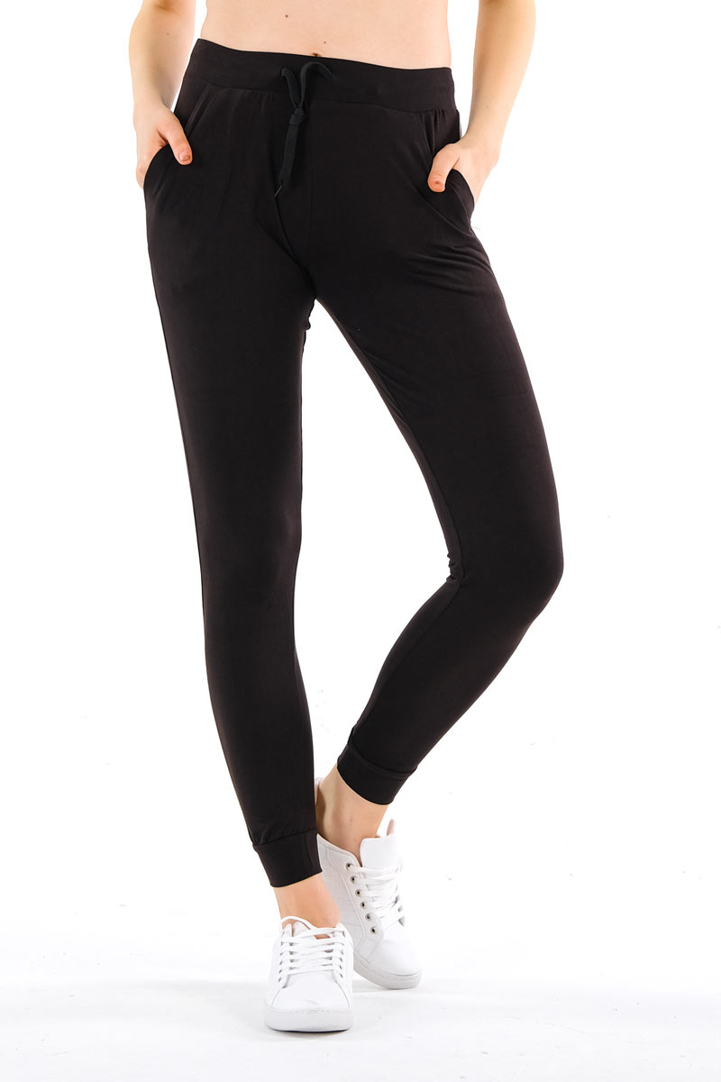 Yummy Material Jogger Pants Black with White Stripes - Entire Sale