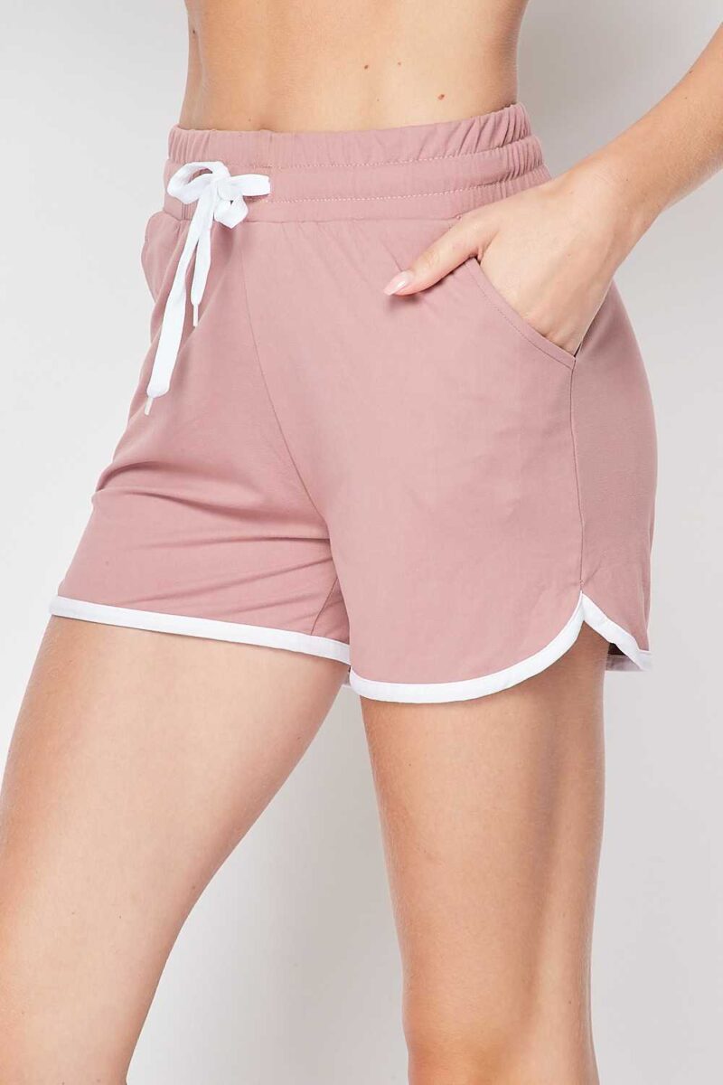 Functional Drawstring Dolphin Short with Pocket - Mauve