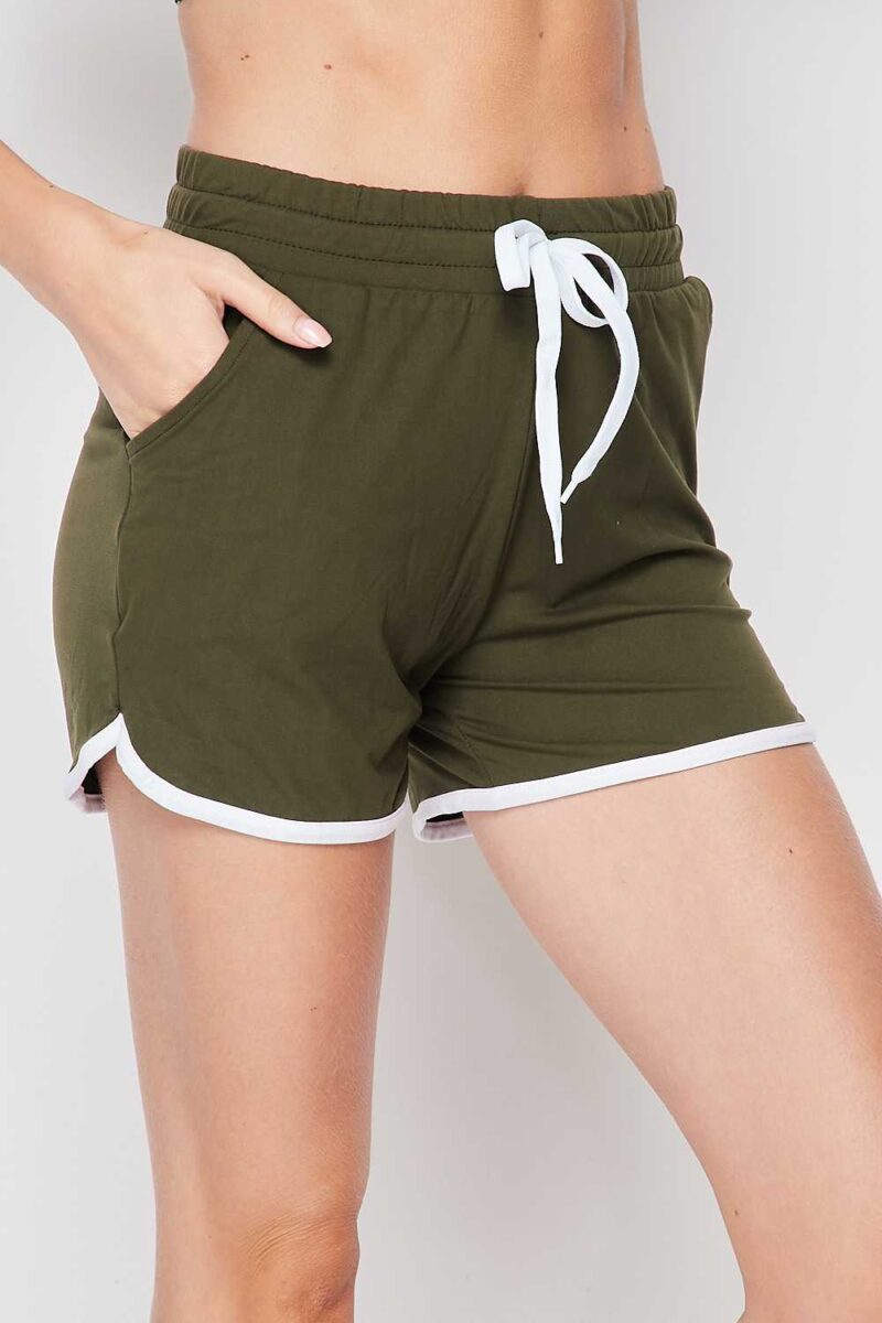 Functional Drawstring Dolphin Short with Pocket - Olive