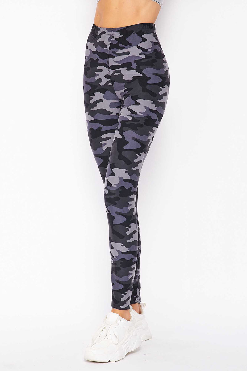 PLUS Size Grey and White Camouflage Ankle Leggings
