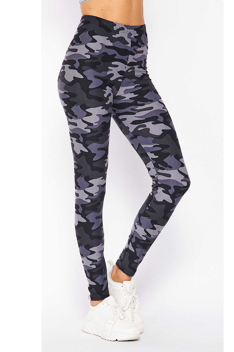PLUS Size Grey and White Camouflage Ankle Leggings