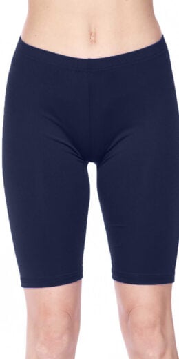 Solid 1 inch Waistband Shiny Shorts - Navy