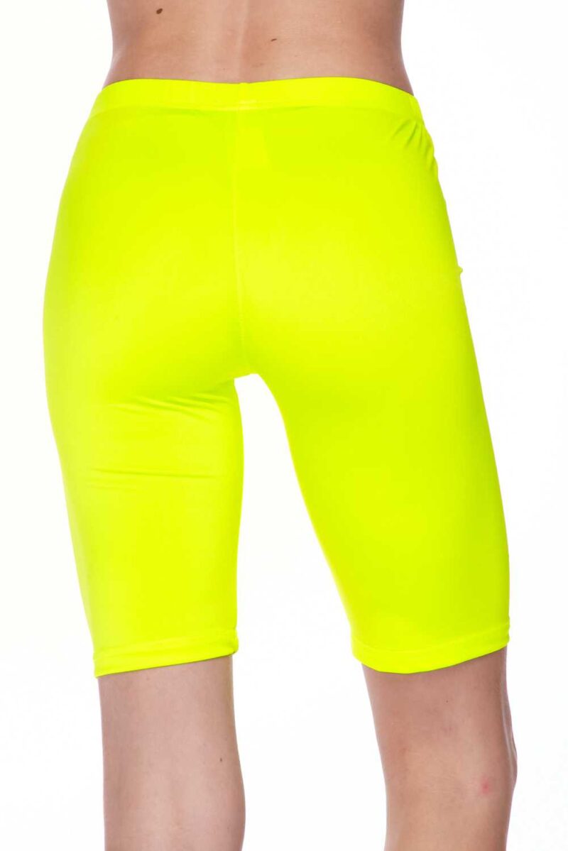 Solid 1 inch Waistband Shiny Shorts - Neon Yellow