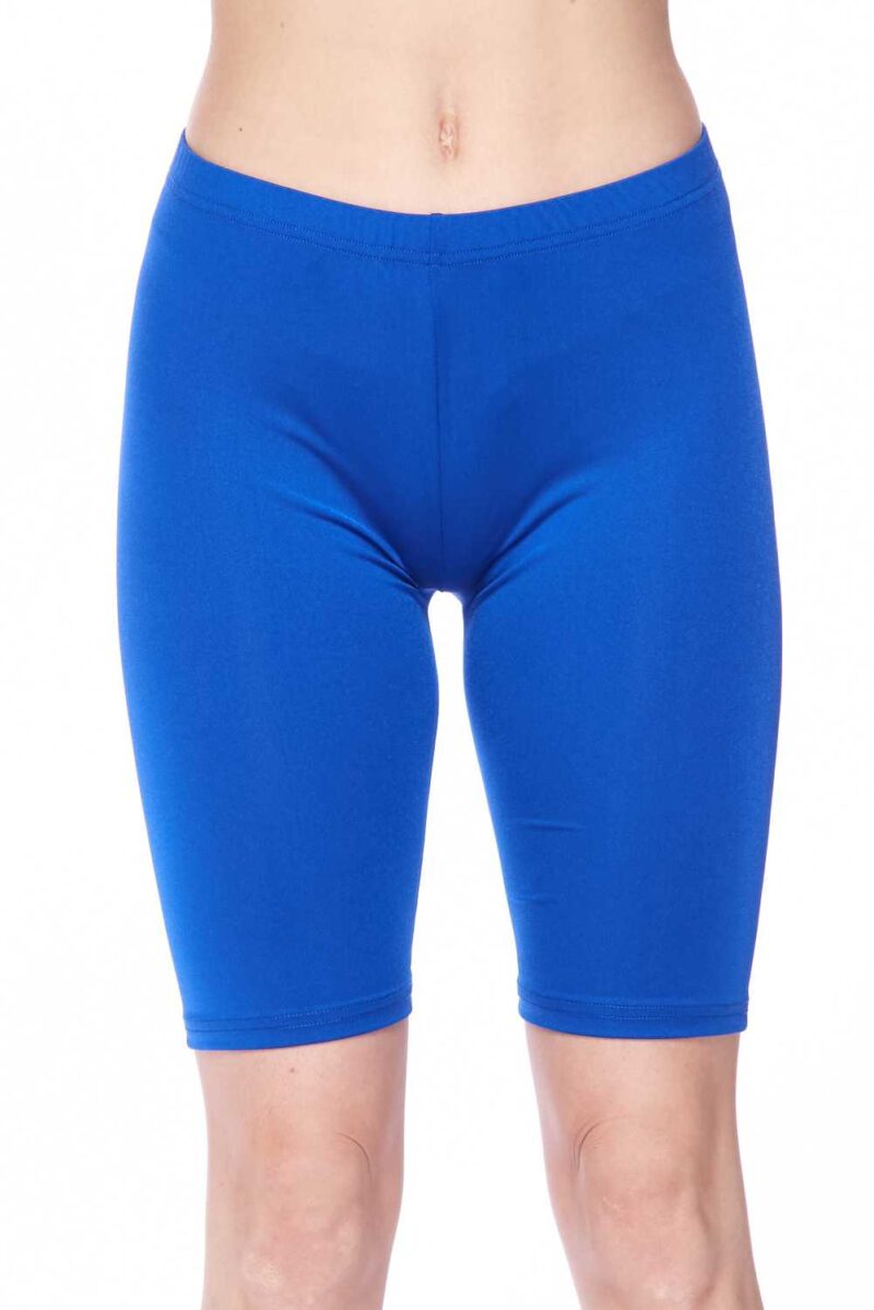 Solid 1 inch Waistband Shiny Shorts - Royal Blue