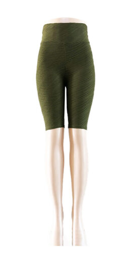 Wavy Textured Scrunch Biker Shorts - Olive Green