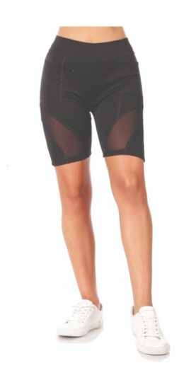 Mesh Contrast Biker Shorts - Black