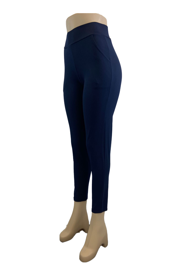 Crepe Solid Pants - Navy