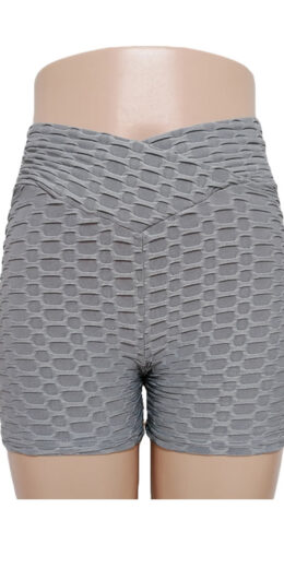 Honeycomb Textured Wrap Waistband Scrunch Short - Gray