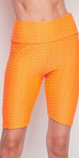 High Waist Luxury Scrunch Butt Lifting Biker Short - Neon Orange