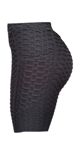 Honeycomb Scrunch Pocket Biker Shorts - Black