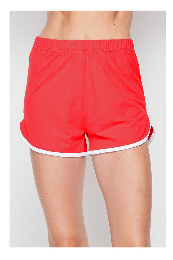 PLUS Active Dolphin Hem Stripped Brushed Shorts - Red