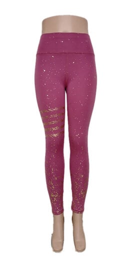 Comfy Stretch Fit Gold Striped Leggings - Rose Dust
