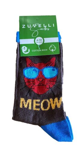Women's Cat Printed Super Soft Brown Cotton Socks