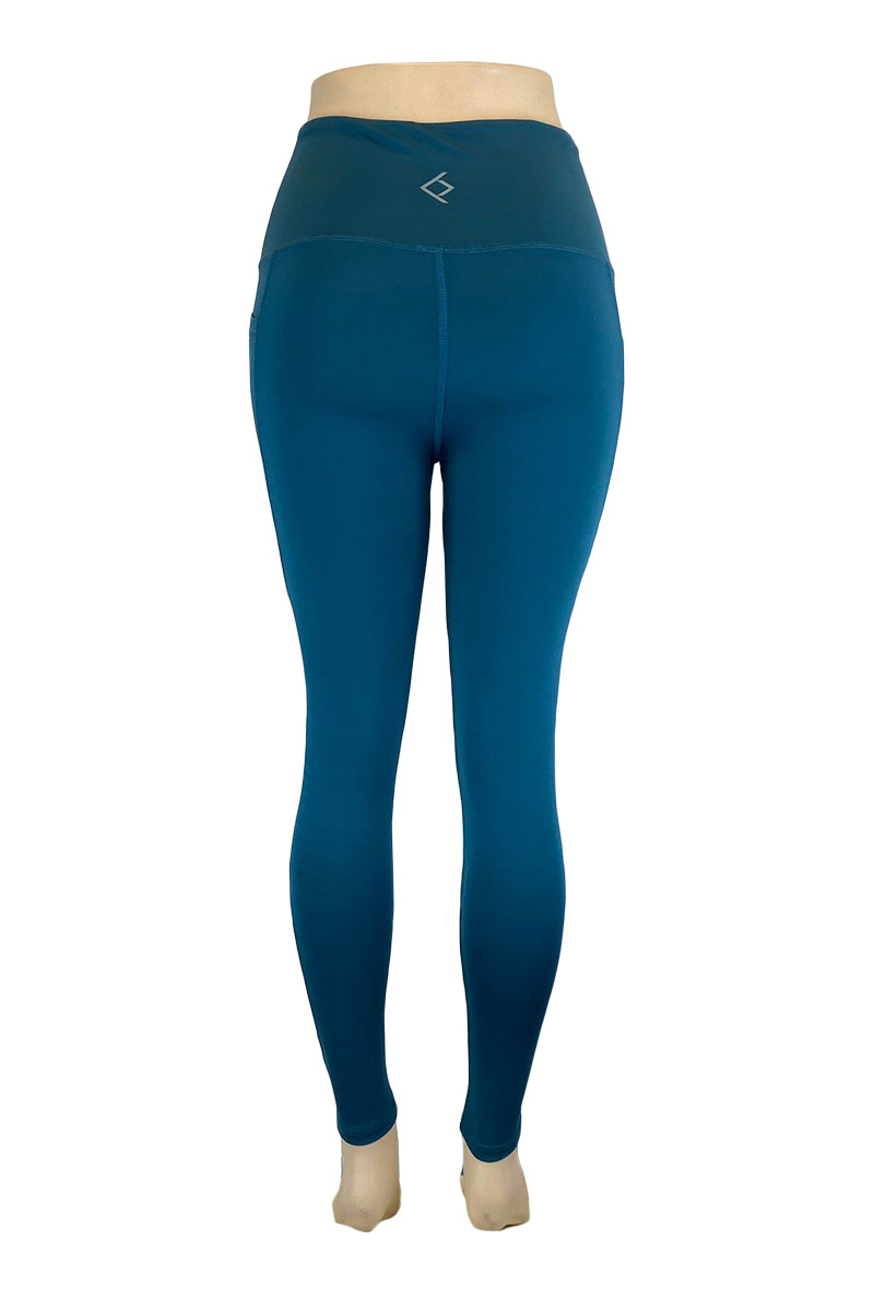 Hight Waist Active Leggings with Pockets and Mesh Detail - Dark Teal
