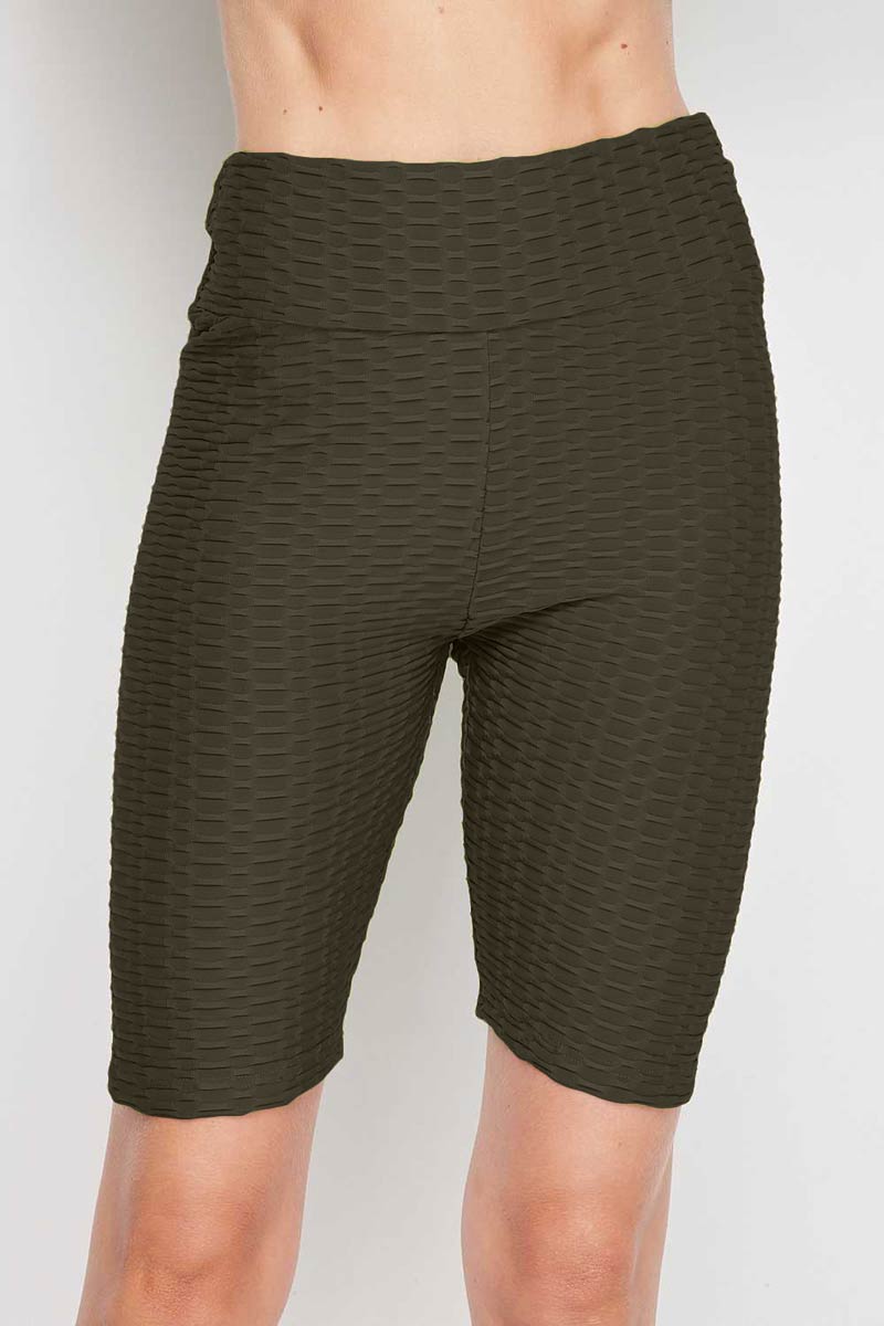 Honeycomb Textured Brazilian Butt Lifting Scrunch Biker Shorts