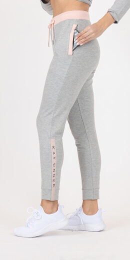 Joggers with Logo Taping on Bottom Side - Heather Grey