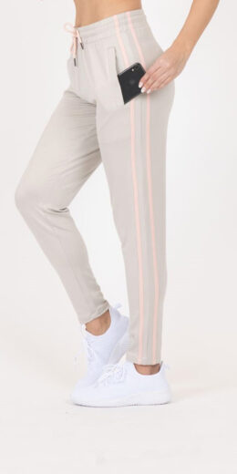 Joggers with Side Open Hand Pocket and Zipper Pocket on Back - Taupe