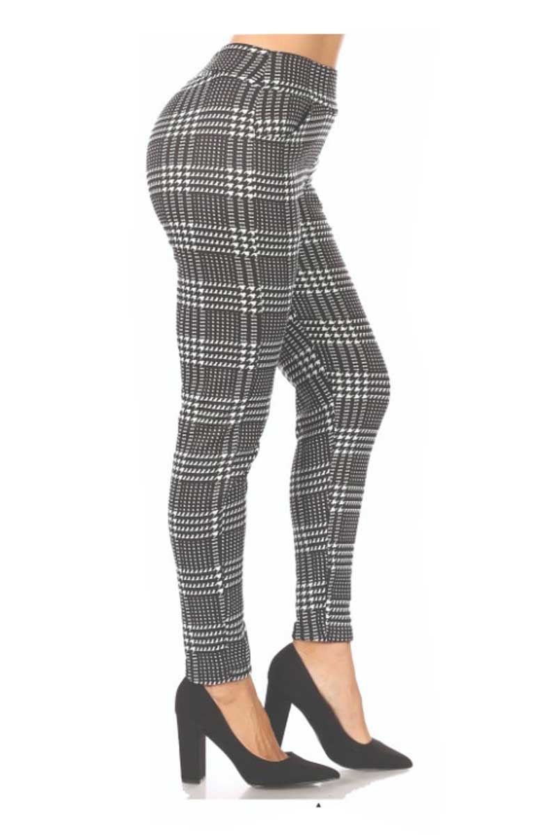 Women's Fur Lined and Fleeced Plaid Slim Pants - A