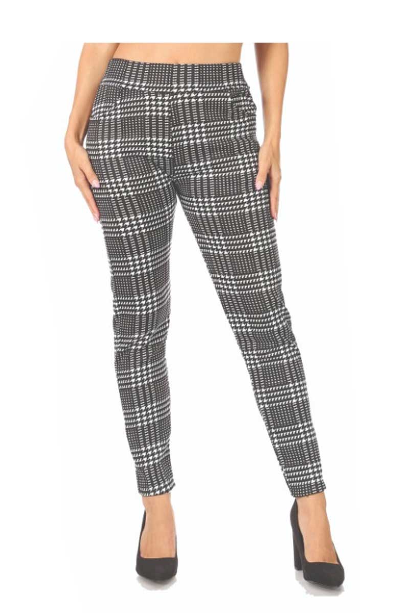 Women's Fur Lined and Fleeced Plaid Slim Pants - A