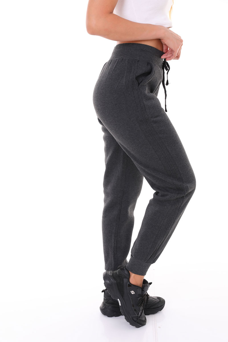 Women's Poly Fleeced Jogger Pants - Charcoal Grey