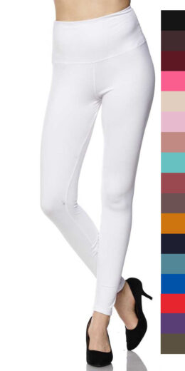 High Waist Full Length Solid Leggings with 3 inches Waistband
