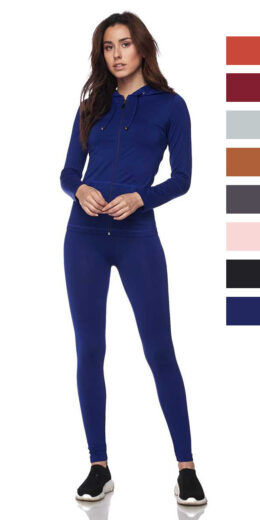 PLUS Size Active Wear Zip Up Hoodie And Legging Tights - Pink