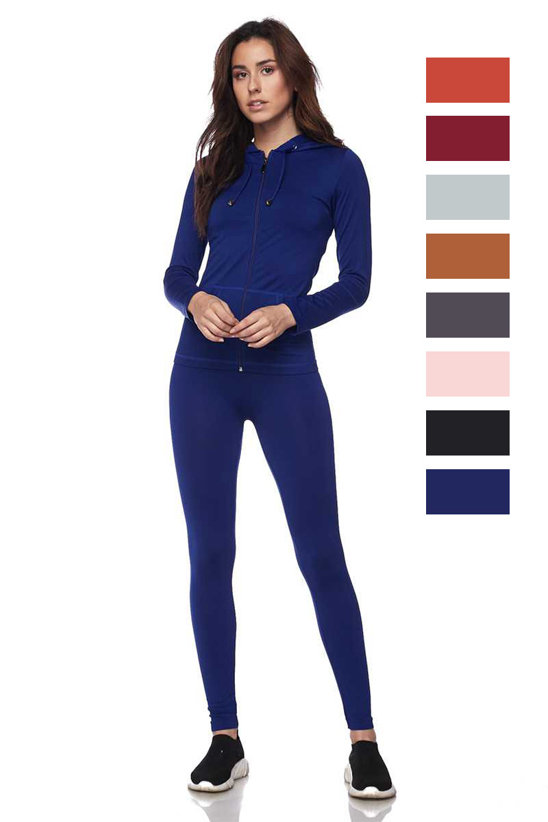 Active Wear Zip Up Hoodie And Legging Tights