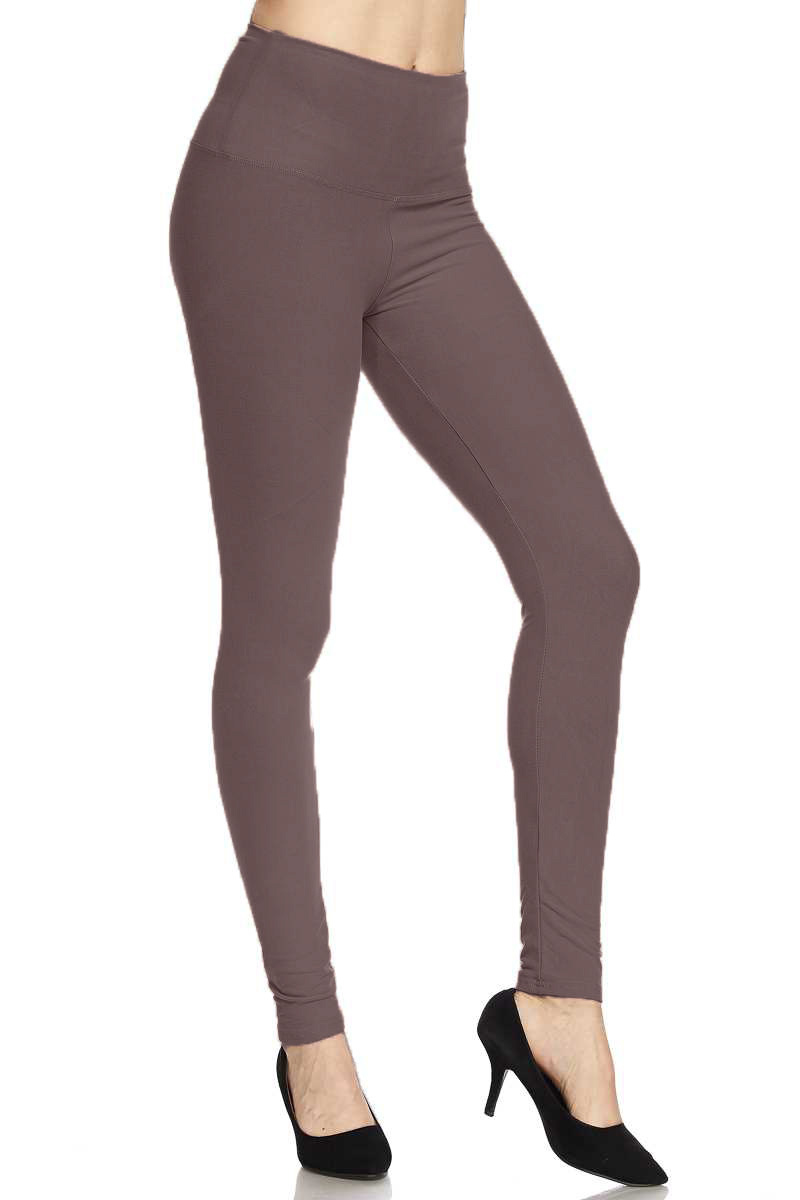 High Waist Full Length Solid Leggings with 5 inches Waistband