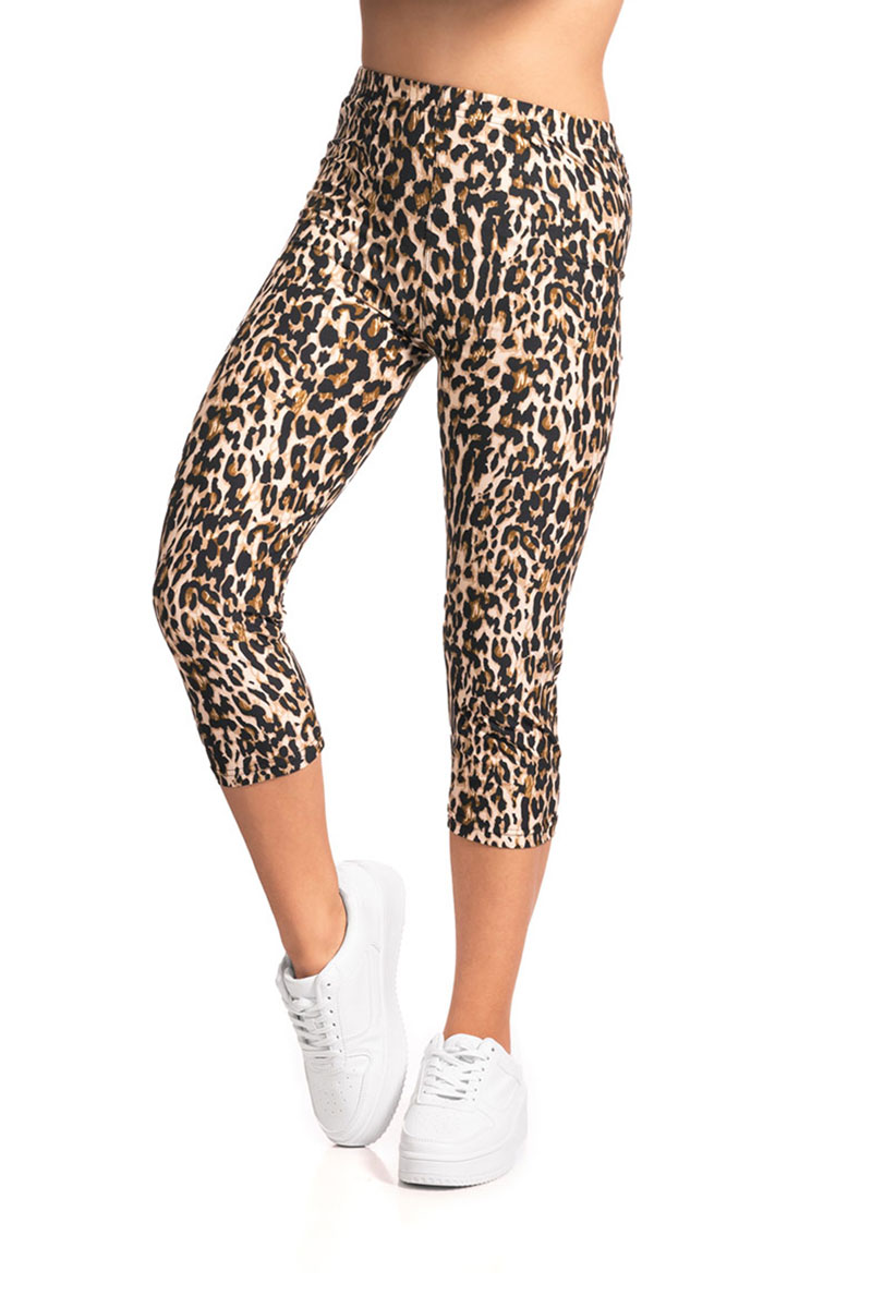 PLUS Leopard Animal Print Brushed Capri Leggings