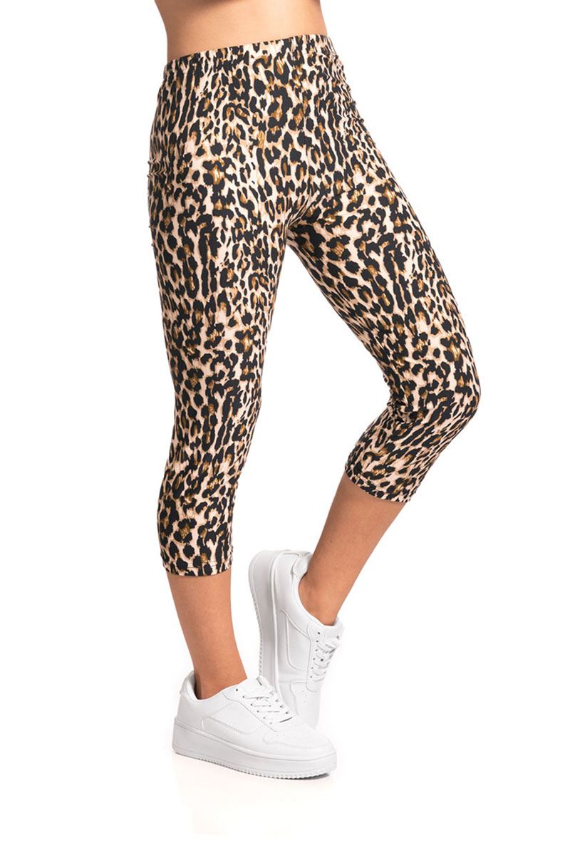Leopard Animal Print Brushed Capri Leggings