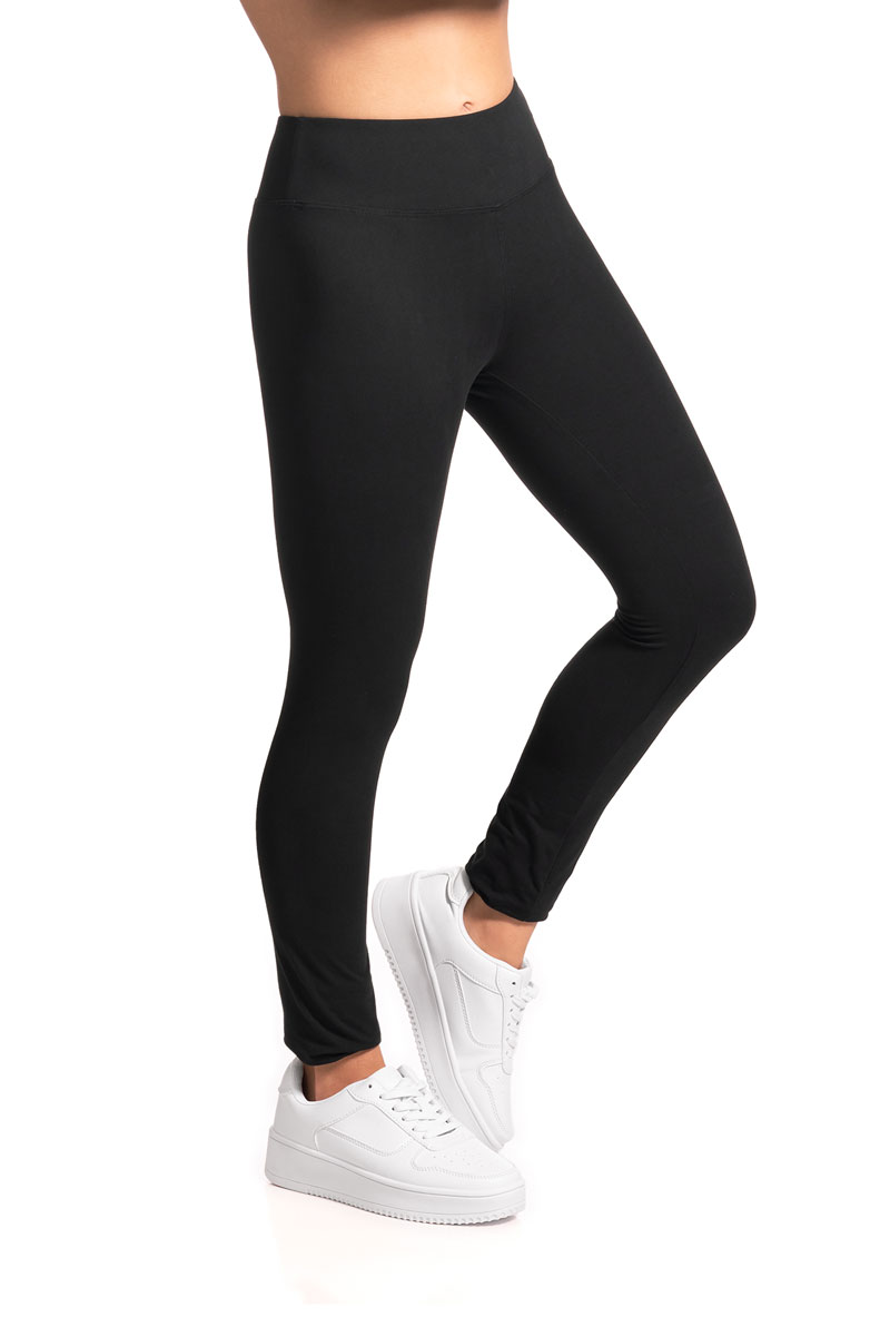 Solid Ankle Leggings with 3 Inches Waistband - Black