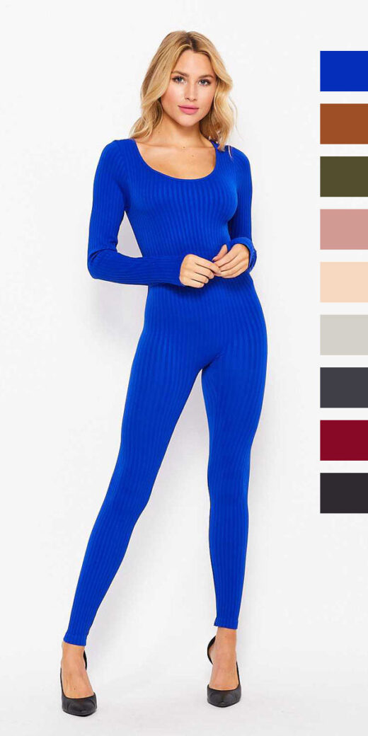 Solid Honeycomb Scrunched Butt Lift Jumpsuit – Royal Blue - Entire Sale