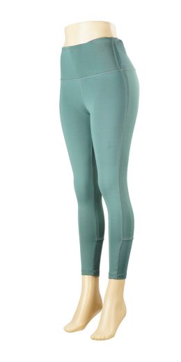 7/8 Leggings with Ribbed Fabric at Back Waistband & Bottom - Green