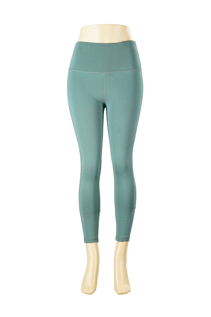 7/8 Leggings with Ribbed Fabric at Back Waistband & Bottom - Green