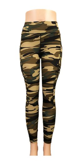 High Waist Camouflage Print Yoga Leggings with Pocket Detail - Camo 2