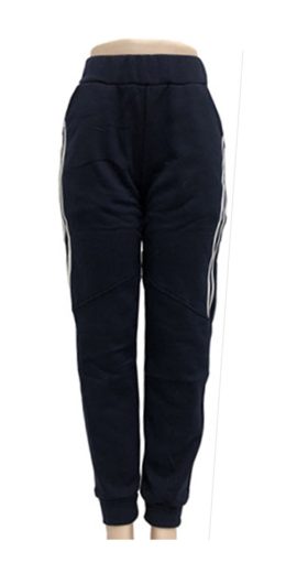 A2201 High Waist Joggers with White Side Stripe Detail - Navy