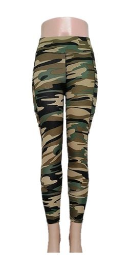 High Waist Camouflage Print Yoga Leggings with Pocket Detail - Camo 1