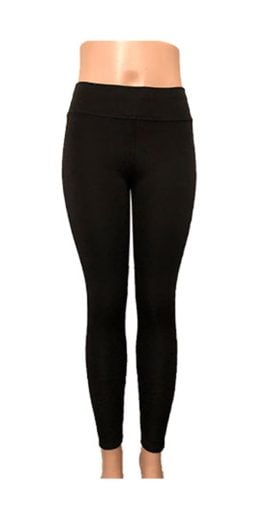 High Waist Yoga Leggings with Red and White Stripes - Black