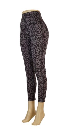 Camouflage Leopard Print Leggings with Pocket Detail - Grey