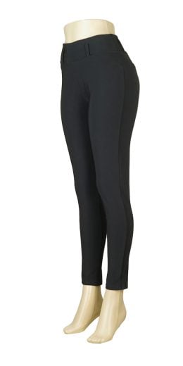 Ladies Solid Treggings with Back Pockets - Black