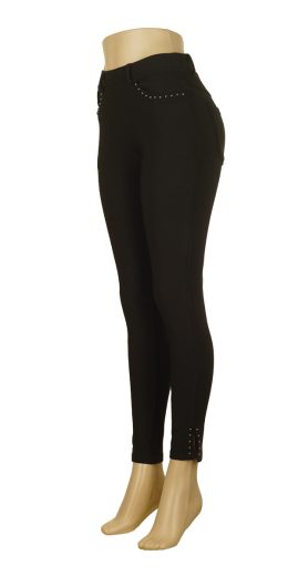 Solid Color Beading Treggings - Black