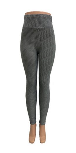 High Waist Black Leggings with Wide Stipes Of Tiny Dots