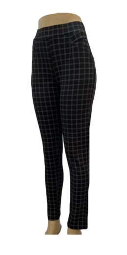 3 Stripes Black Checkers Treggings with Creative Pockets