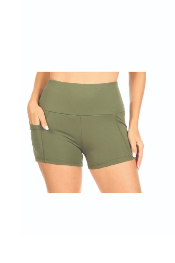 High Waist Solid Color Yoga Shorts