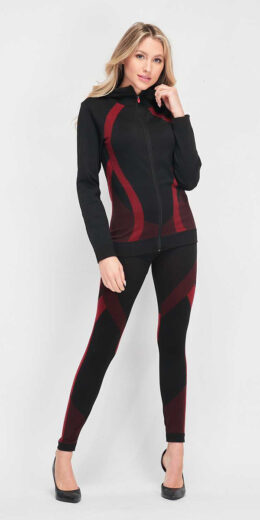Structured Active Zip Up Jacket Leggings - Coral Red
